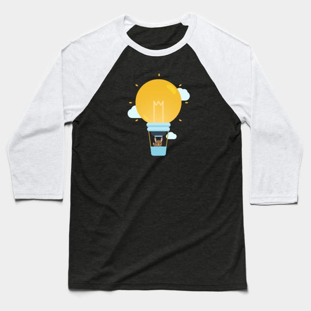 Lightbulb Hot Air Balloon Baseball T-Shirt by StrayKoi